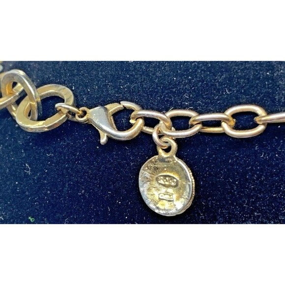 RJ Graziano Gold & White Disco Ball Chainlink Statement Necklace Signed - Picture 7 of 8